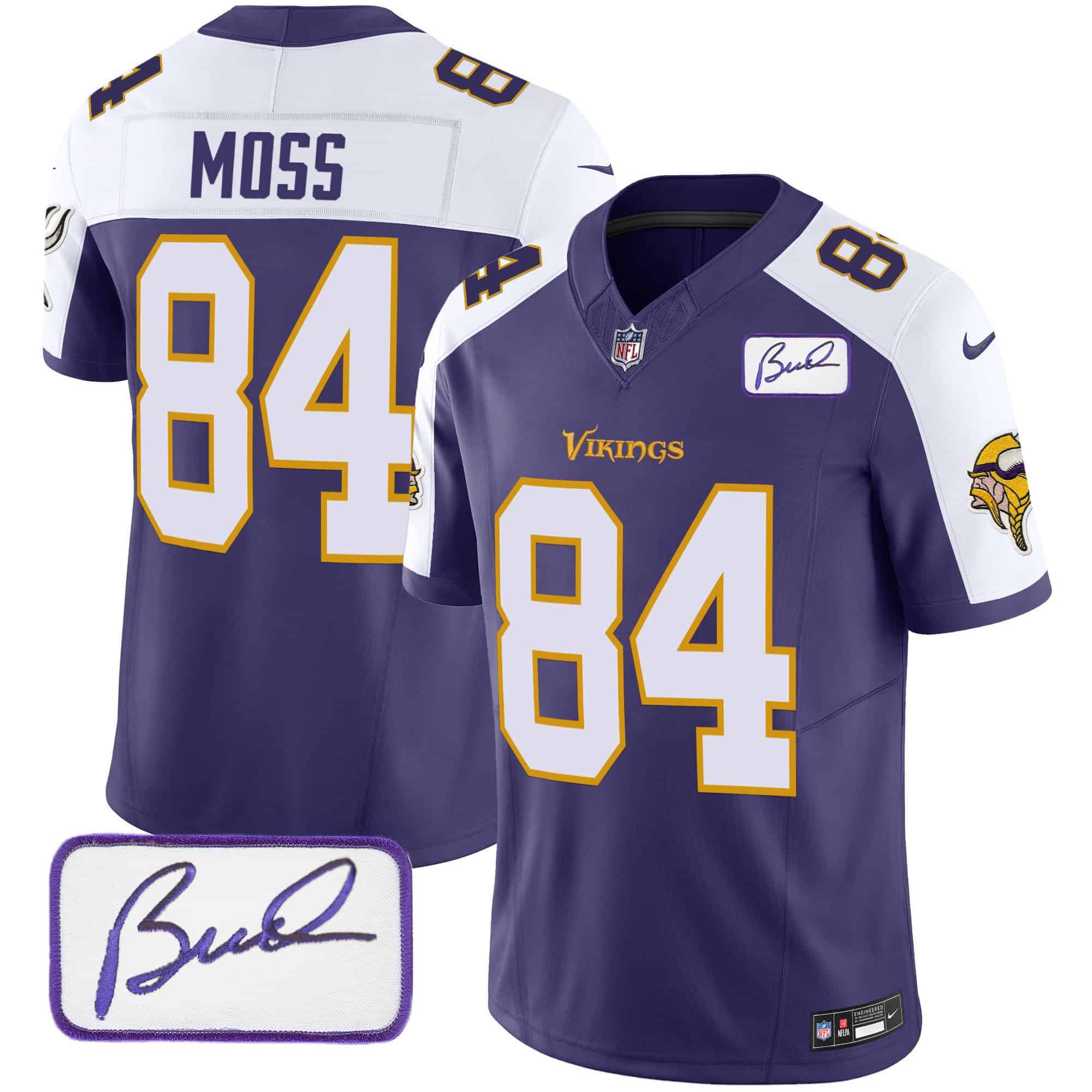 Men Minnesota Vikings #84 Moss Purple 2024 Nike Bud Grant Patch Classic Limited NFL Jersey style 4->indianapolis colts->NFL Jersey